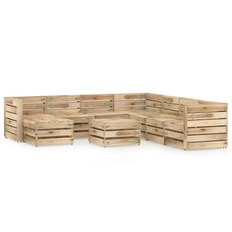 vidaXL Set Salotto da Giardino 9 pz in Legno di Pino Impregnato Verde vidaXL Set Salotto da Giardino 9 pz in Legno di Pino Impregnato Verde