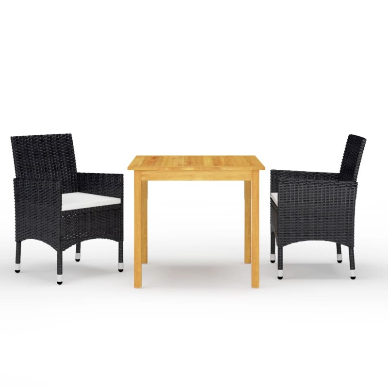 vidaXL Set Mobili da Pranzo per Giardino 3 pz Nero vidaXL Set Mobili da Pranzo per Giardino 3 pz Nero