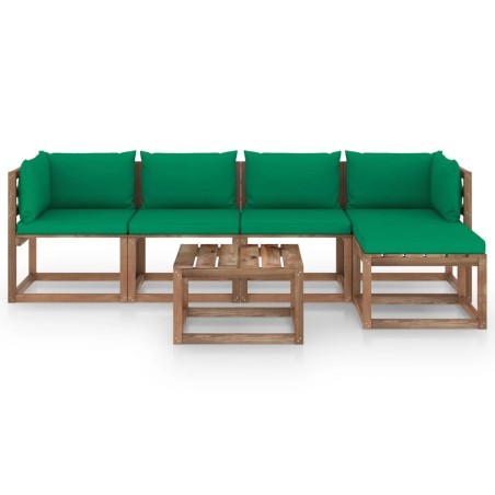 vidaXL Set Salotto da Giardino 6 pz con Cuscini Verdi