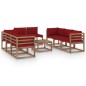 vidaXL Set Divani da Giardino 9 pz con Cuscini Rosso Vino vidaXL Set Divani da Giardino 9 pz con Cuscini Rosso Vino
