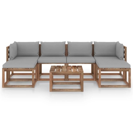 vidaXL Set Salotto Giardino Pallet con Cuscini 7 pz in Pino Impregnato