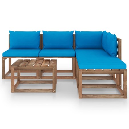 vidaXL Set Salotto Giardino Pallet con Cuscini 6 pz in Pino Impregnato