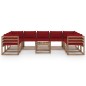 vidaXL Set Salotto da Giardino 10 pz con Cuscini Rosso Vino vidaXL Set Salotto da Giardino 10 pz con Cuscini Rosso Vino