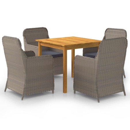 vidaXL Set Mobili da Pranzo per Giardino 5 pz Marrone