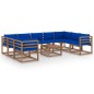 vidaXL Set Salotto da Giardino 10 pz con Cuscini Blu vidaXL Set Salotto da Giardino 10 pz con Cuscini Blu