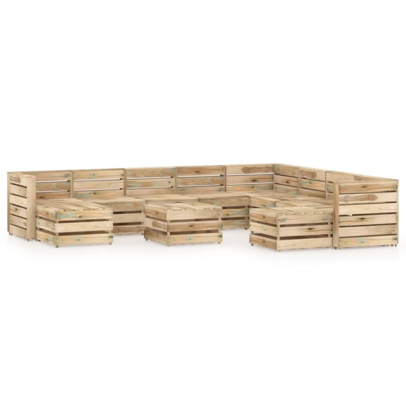 vidaXL Set Salotto da Giardino 11 pz in Legno di Pino Impregnato Verde vidaXL Set Salotto da Giardino 11 pz in Legno di Pino Impregnato Verde