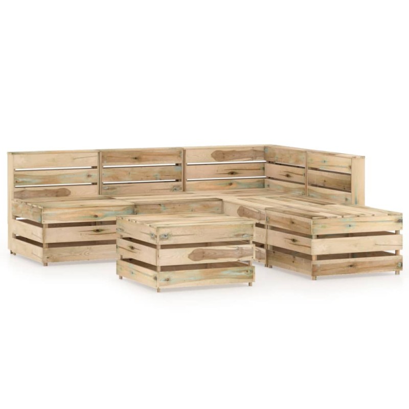 vidaXL Set Salotto da Giardino 6 pz in Legno di Pino Impregnato Verde vidaXL Set Salotto da Giardino 6 pz in Legno di Pino Impregnato Verde