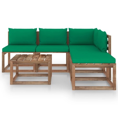 vidaXL Set Salotto Giardino Pallet con Cuscini 6 pz in Pino Impregnato