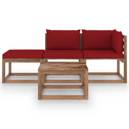 vidaXL Set Salotto Giardino Pallet Cuscini 4 pz Legno Pino Impregnato