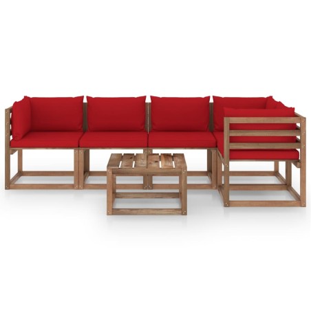 vidaXL Set Salotto Giardino Pallet con Cuscini 6 pz in Pino Impregnato
