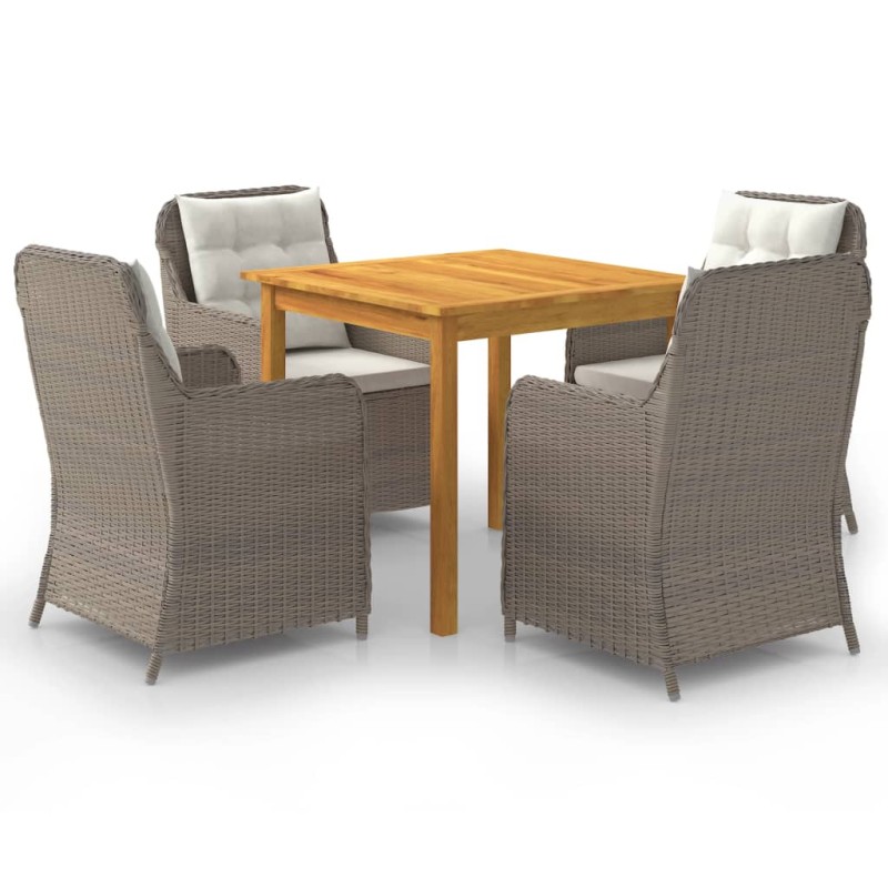 vidaXL Set Mobili da Pranzo per Giardino 5 pz Marrone vidaXL Set Mobili da Pranzo per Giardino 5 pz Marrone