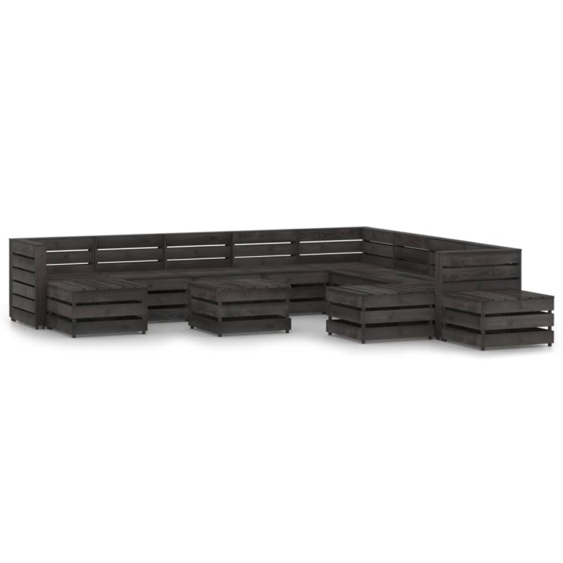 vidaXL Set Salotto da Giardino 12pz in Legno di Pino Impregnato Grigio vidaXL Set Salotto da Giardino 12pz in Legno di Pino Impregnato Grigio