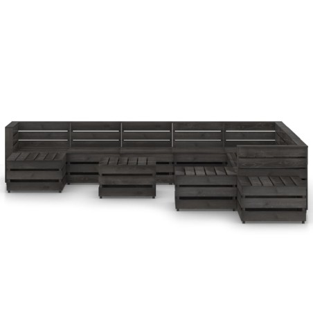 vidaXL Set Salotto da Giardino 12pz in Legno di Pino Impregnato Grigio