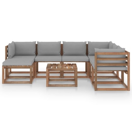 vidaXL Set Divani da Giardino 8 pz con Cuscini Grigio