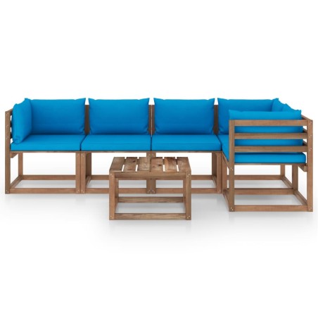vidaXL Set Salotto Giardino Pallet con Cuscini 6 pz in Pino Impregnato