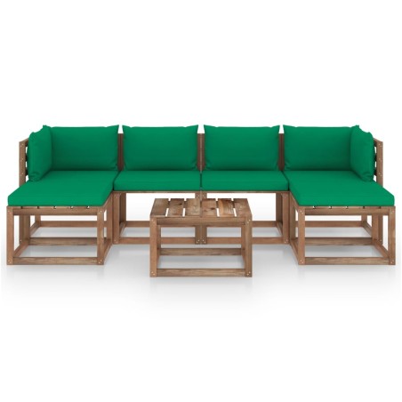 vidaXL Set Salotto Giardino Pallet con Cuscini 7 pz in Pino Impregnato