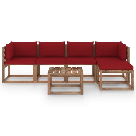 vidaXL Set Salotto da Giardino 6 pz con Cuscini Rosso Vino
