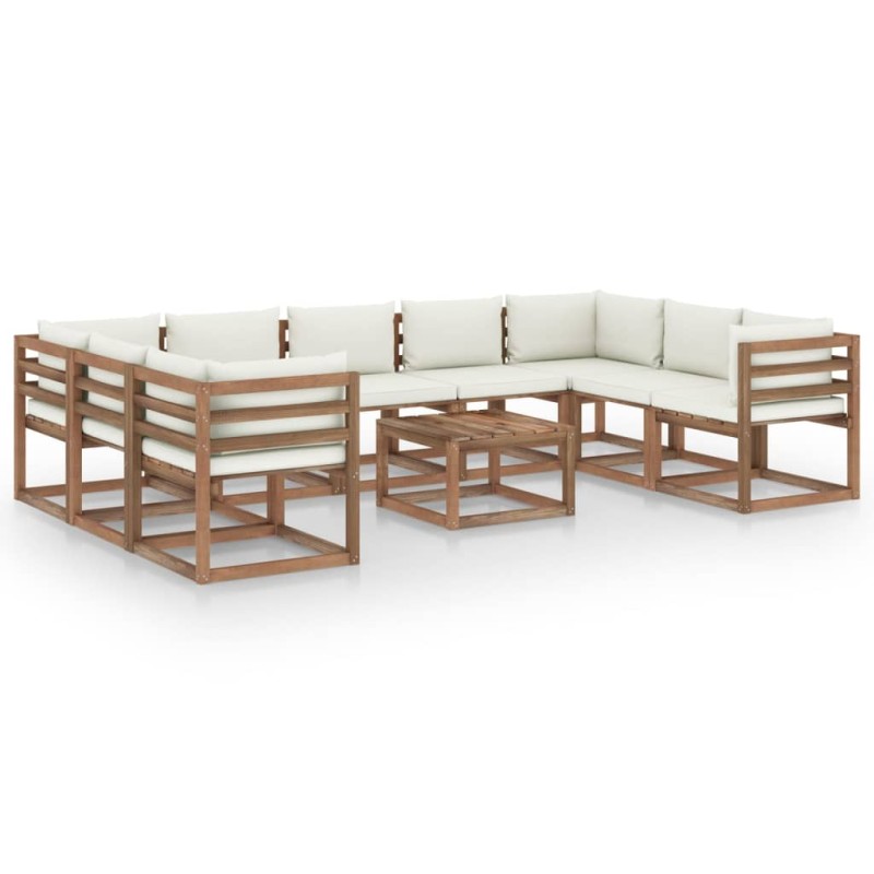 vidaXL Set Salotto da Giardino 10 pz con Cuscini Crema vidaXL Set Salotto da Giardino 10 pz con Cuscini Crema