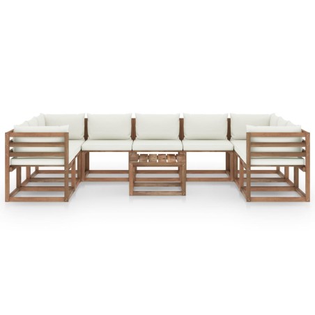 vidaXL Set Salotto da Giardino 10 pz con Cuscini Crema