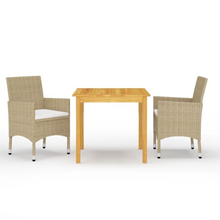 vidaXL Set Mobili da Pranzo per Giardino 3 pz Beige
