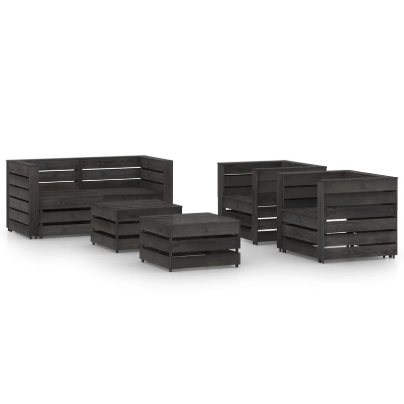 vidaXL Set Salotto da Giardino 6 pz in Legno di Pino Impregnato Grigio vidaXL Set Salotto da Giardino 6 pz in Legno di Pino Impregnato Grigio