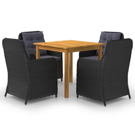 vidaXL Set Mobili da Pranzo per Giardino 5 pz Nero