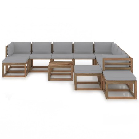 vidaXL Set Divani da Giardino con Cuscini 12pz Grigio