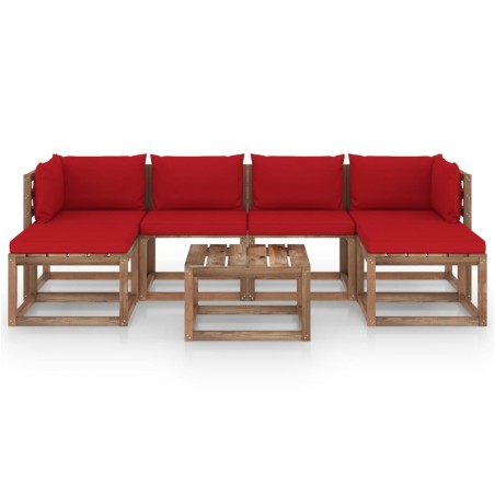 vidaXL Set Salotto Giardino Pallet con Cuscini 7 pz in Pino Impregnato