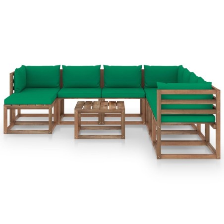vidaXL Set Divani da Giardino 9 pz con Cuscini Verdi
