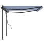 Tenda da Sole Retrattile Automatica e Pali 4,5x3,5 m Blu Bianca Tenda da Sole Retrattile Automatica e Pali 4,5x3,5 m Blu Bianca