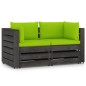 vidaXL Divano da Giardino 2 Posti con Cuscini Legno Impregnato Grigio vidaXL Divano da Giardino 2 Posti con Cuscini Legno Impregnato Grigio