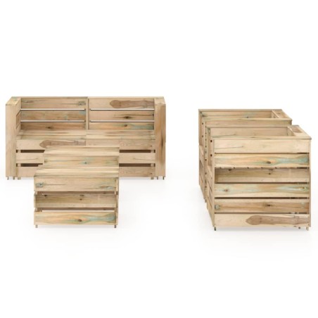 vidaXL Set Salotto da Giardino 6 pz in Legno di Pino Impregnato Verde