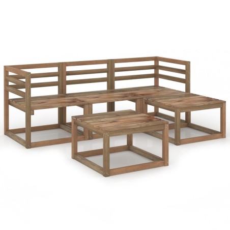 vidaXL Set Salotto Giardino 5 pz in Legno di Pino Impregnato Marrone