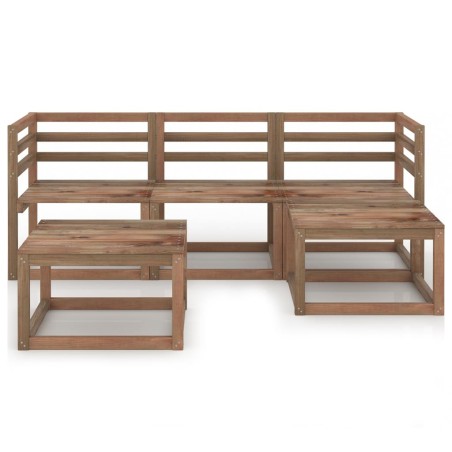 vidaXL Set Salotto Giardino 5 pz in Legno di Pino Impregnato Marrone