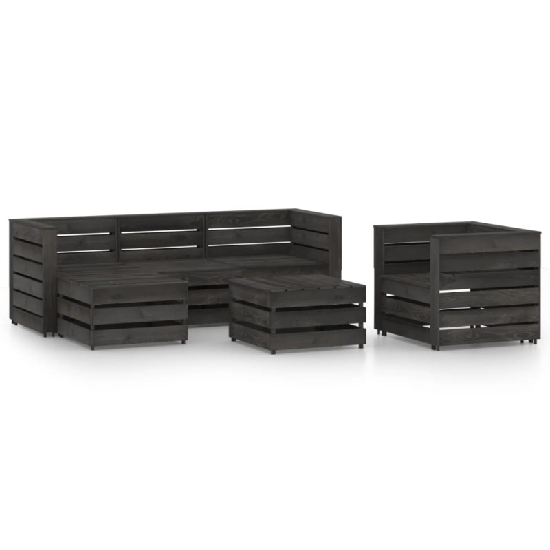 vidaXL Set Salotto da Giardino 6 pz in Legno di Pino Impregnato Grigio vidaXL Set Salotto da Giardino 6 pz in Legno di Pino Impregnato Grigio