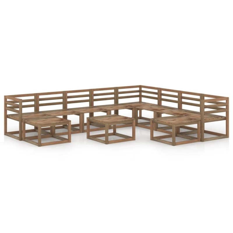 vidaXL Set Salotto da Giardino 11 pz Legno di Pino Impregnato Marrone vidaXL Set Salotto da Giardino 11 pz Legno di Pino Impregnato Marrone