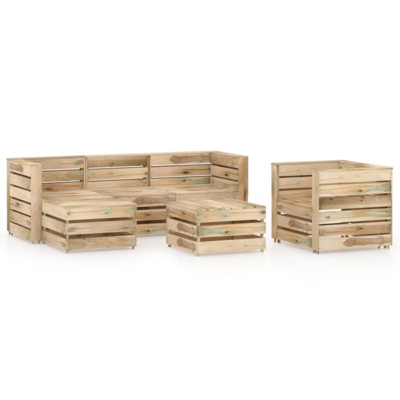 vidaXL Set Salotto da Giardino 6 pz in Legno di Pino Impregnato Verde vidaXL Set Salotto da Giardino 6 pz in Legno di Pino Impregnato Verde
