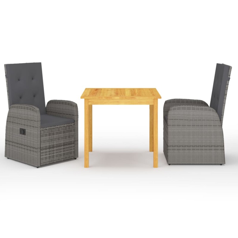 vidaXL Set Mobili da Pranzo per Giardino 3 pz Grigio vidaXL Set Mobili da Pranzo per Giardino 3 pz Grigio