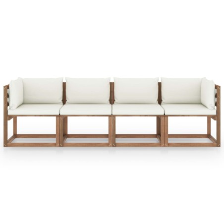 vidaXL Divano Giardino Pallet a 4 Posti Cuscini Legno Pino Impregnato