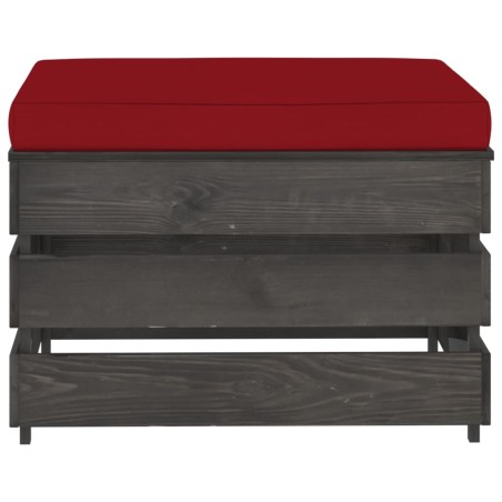 vidaXL Ottomana Modulare con Cuscino in Legno Impregnato Grigio