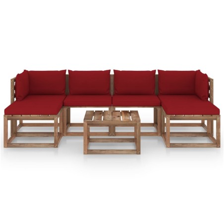 vidaXL Set Salotto Giardino Pallet con Cuscini 7 pz in Pino Impregnato