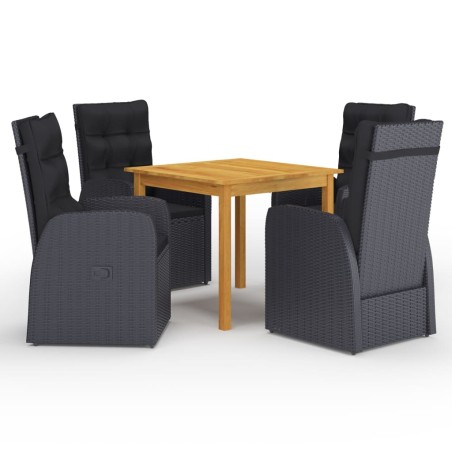 vidaXL Set Mobili da Pranzo per Giardino 5 pz Nero