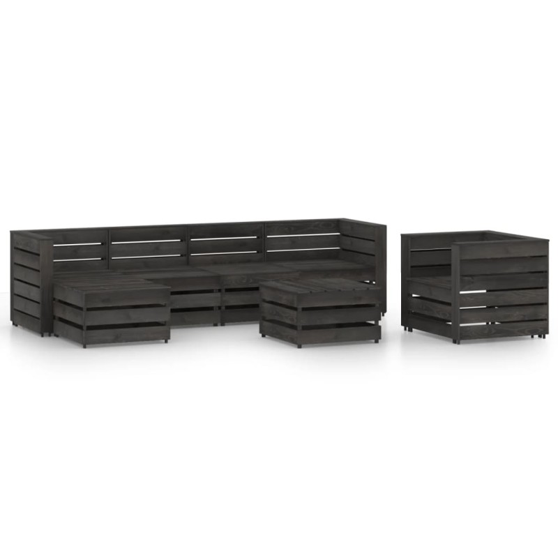 vidaXL Set Salotto da Giardino 7 pz in Legno di Pino Impregnato Grigio vidaXL Set Salotto da Giardino 7 pz in Legno di Pino Impregnato Grigio