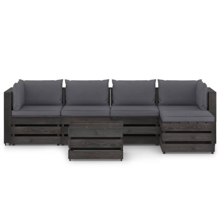 vidaXL Set Salotto da Giardino 6pz con Cuscini Legno Impregnato Grigio