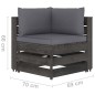 vidaXL Divano da Giardino 3 Posti con Cuscini Legno Impregnato Grigio