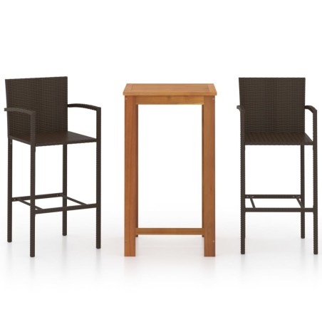 vidaXL Set Bar da Giardino 3 pz Marrone