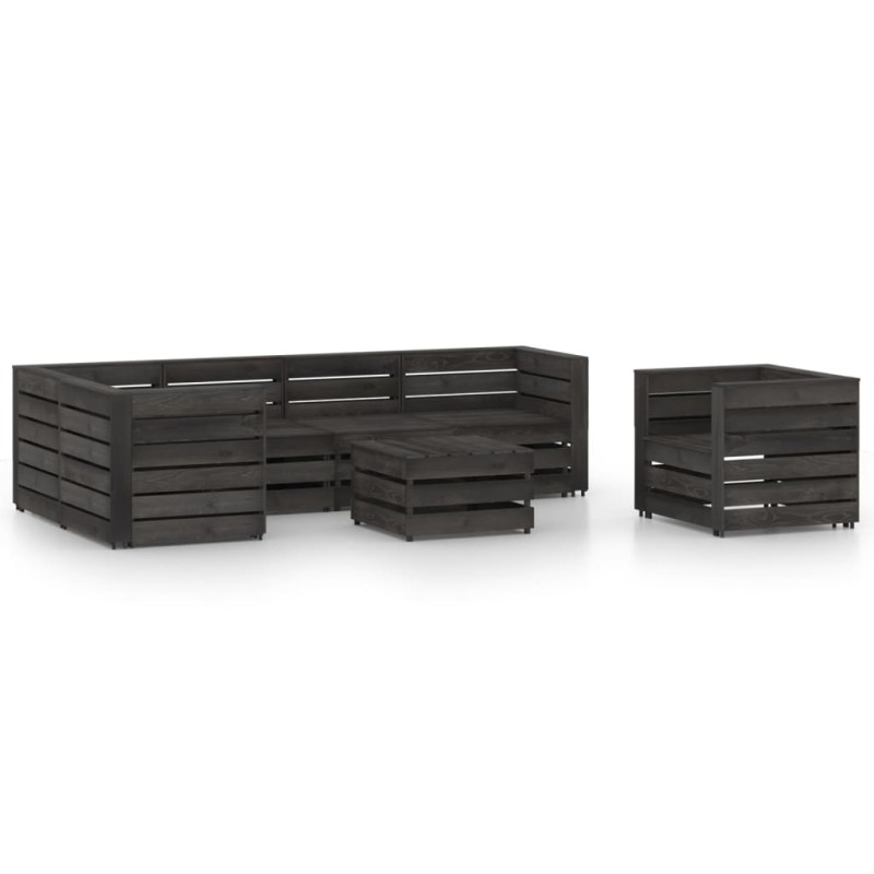 vidaXL Set Salotto da Giardino 7 pz in Legno di Pino Impregnato Grigio vidaXL Set Salotto da Giardino 7 pz in Legno di Pino Impregnato Grigio