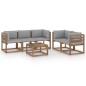 vidaXL Set Salotto da Giardino 6 pz con Cuscini Grigi vidaXL Set Salotto da Giardino 6 pz con Cuscini Grigi