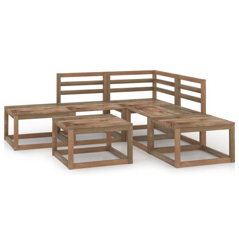 vidaXL Set Salotto da Giardino 6pz in Legno di Pino Impregnato Marrone vidaXL Set Salotto da Giardino 6pz in Legno di Pino Impregnato Marrone