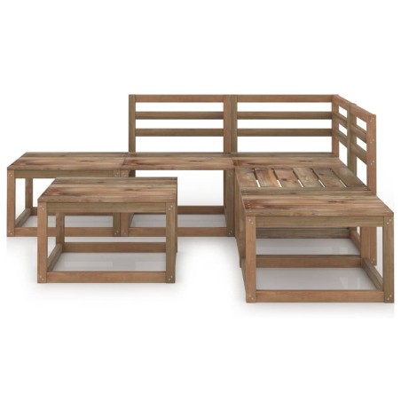 vidaXL Set Salotto da Giardino 6pz in Legno di Pino Impregnato Marrone